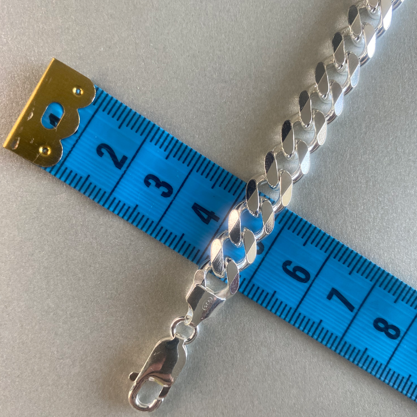 Silver 23cm Curb Link Bracelet 8mm wide