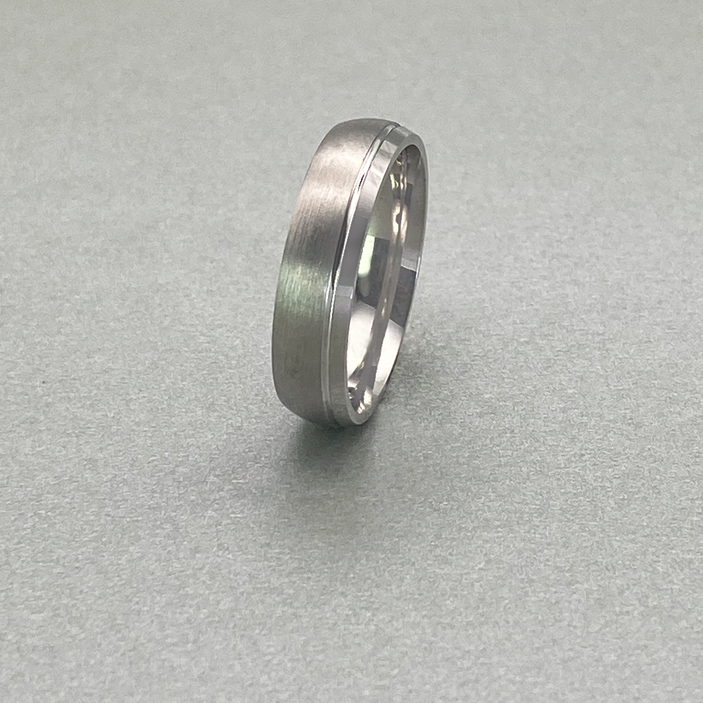 Silver Gents 6mm Matt Finish Band with Polished Grooved Line