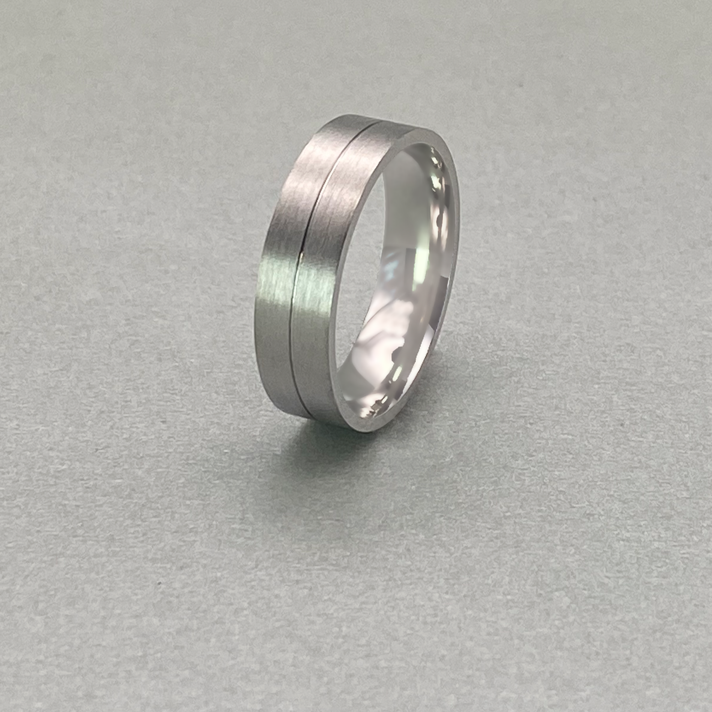 Silver Gents 7mm Flat Band with Centre Line