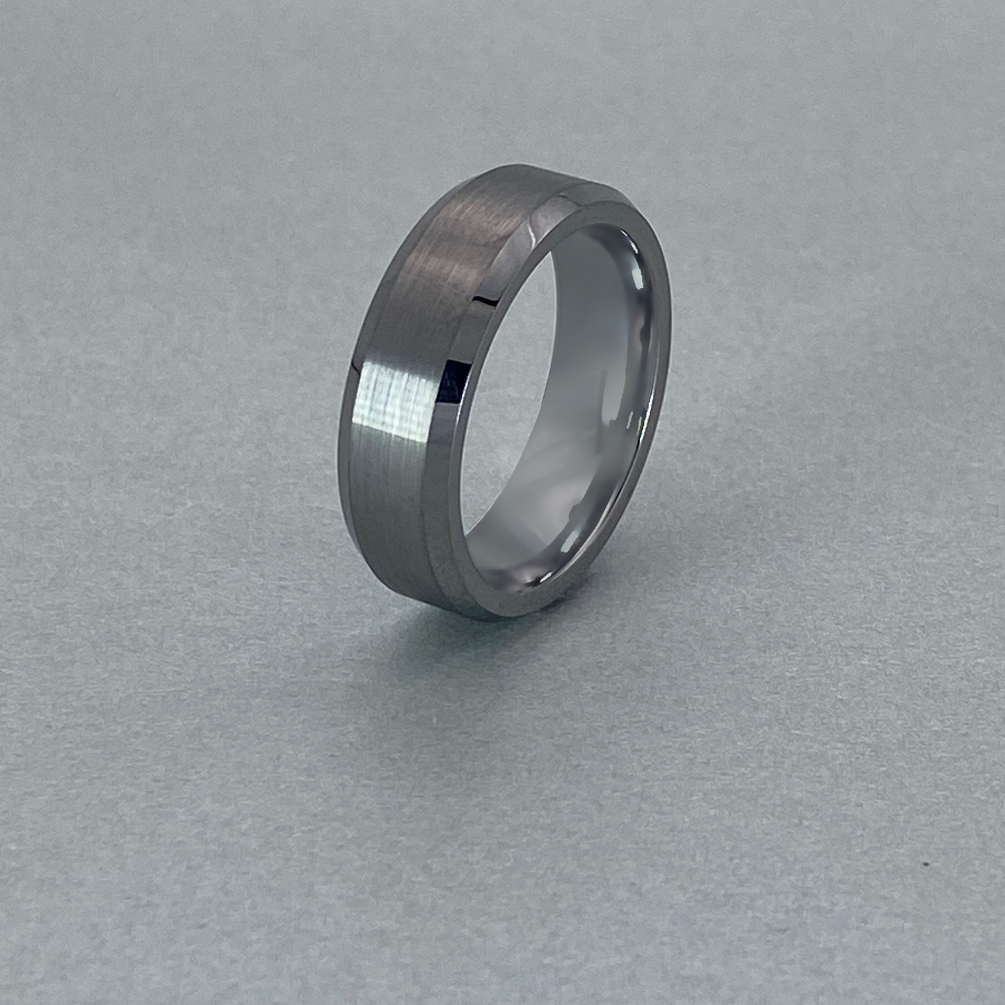 Tungsten Ring , plain center brushed.