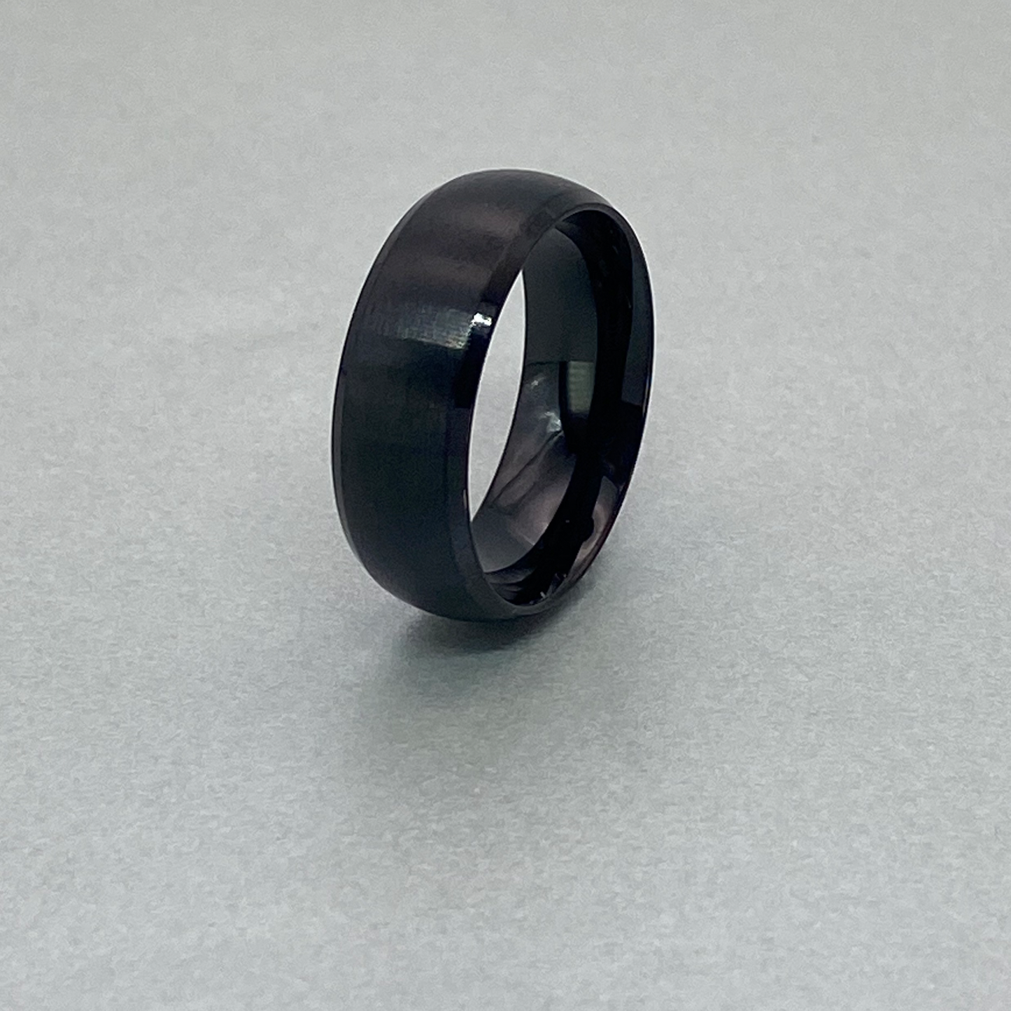 Titanium Ring 8mm, Black Plated, Brushed finish, Half Round