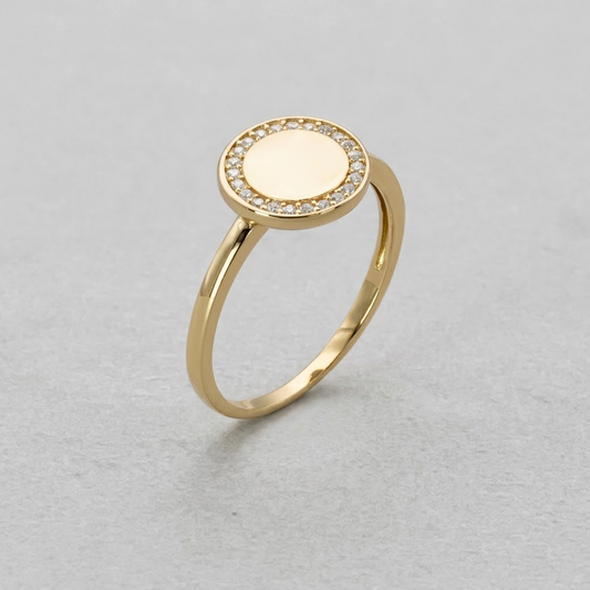 9ct Yellow Gold Cubic Zirconia Round Ring Size N