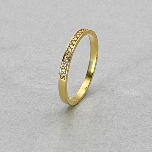 9ct Yellow Gold LAB Grown Diamond Pave Straight Band Size M