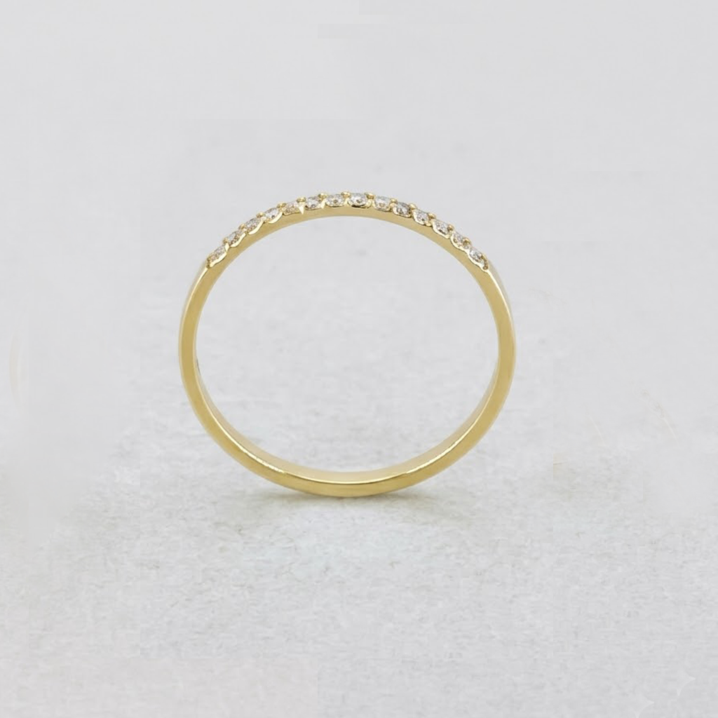 9ct Yellow Gold Diamond MicroPave Straight Band  Size M