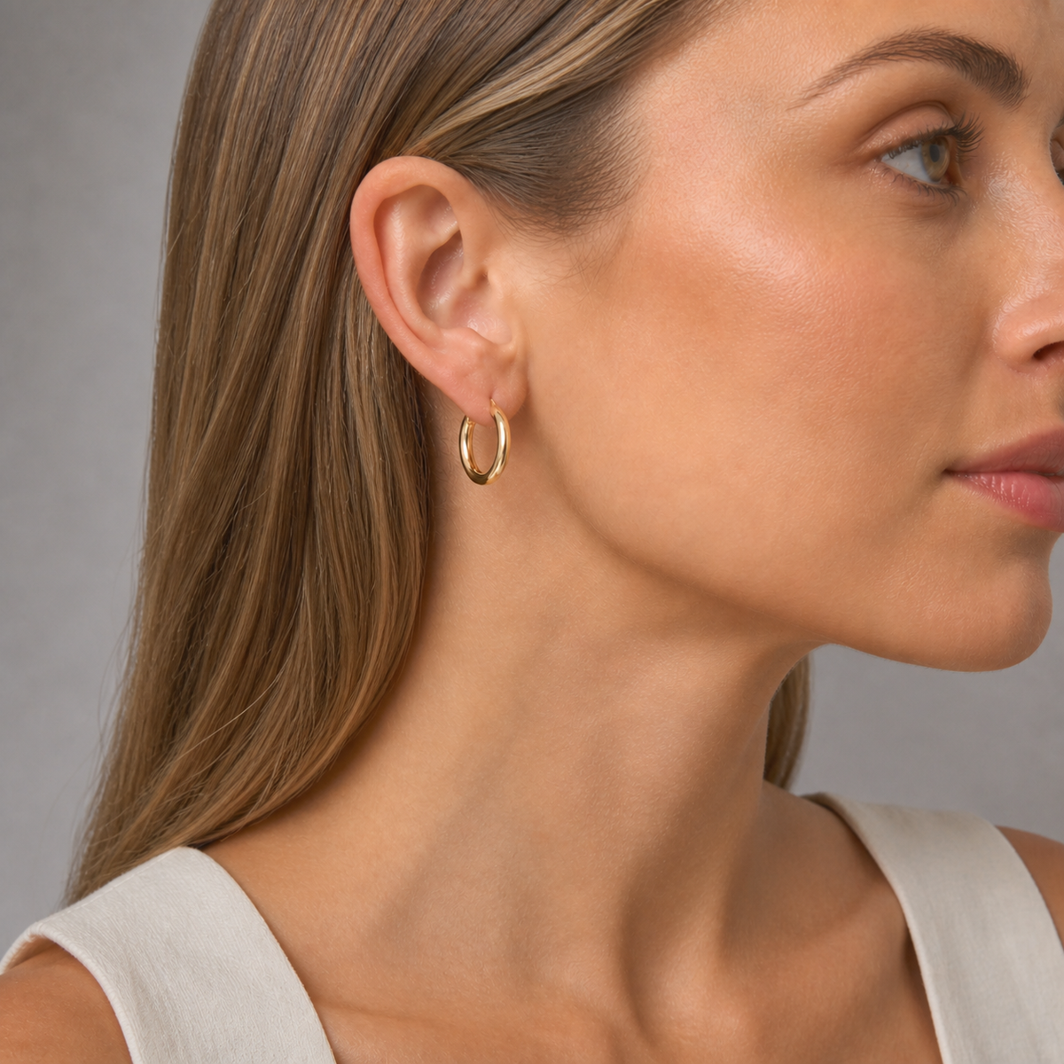 9ct Yellow Gold Hollow Italian 20mm Tube Hoop Earrings