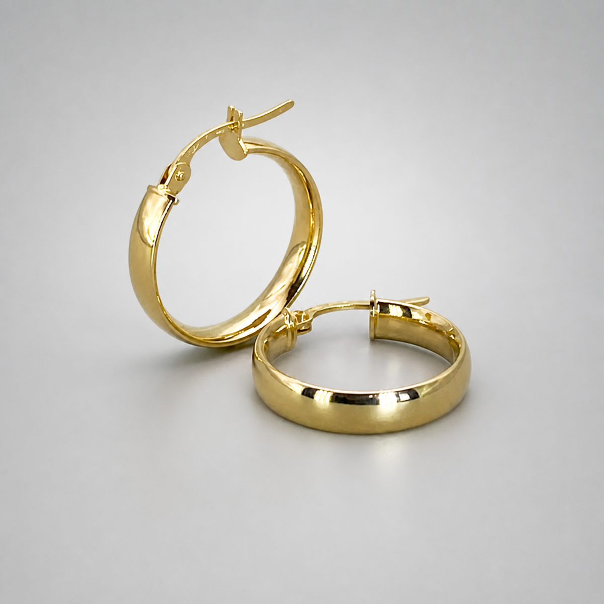 9ct Yellow Gold Hollow Italian 20mm Internal Diameter Half Tube Hoop Earrings