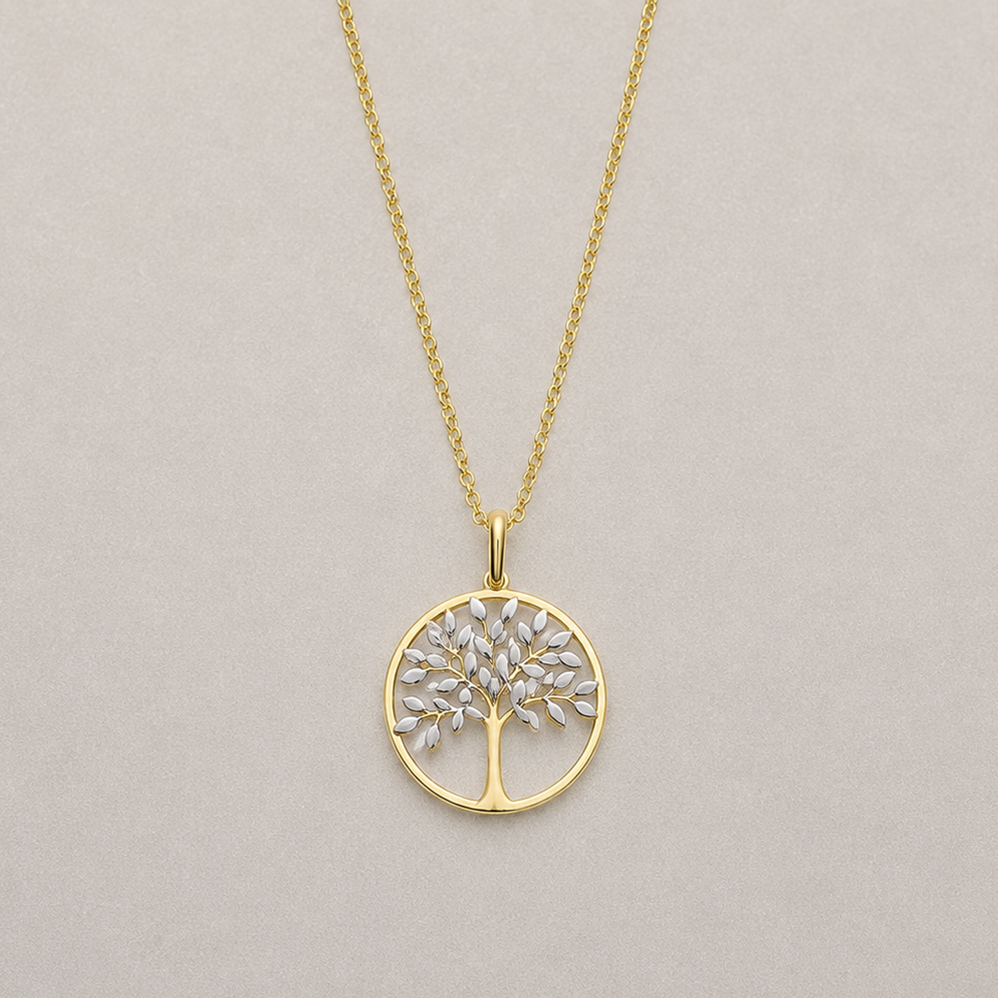 9ct Yellow Gold Two Tone Tree of Life Pendant