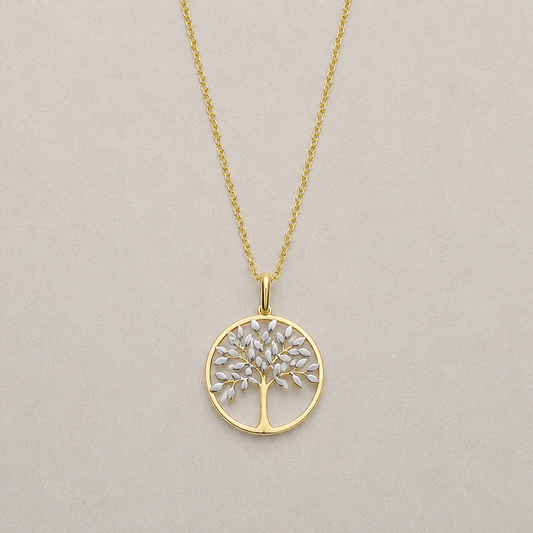 9ct Yellow Gold Two Tone Tree of Life Pendant