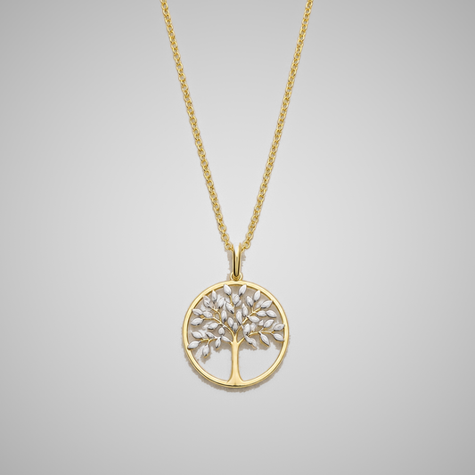 9ct Yellow Gold Two Tone Tree of Life Pendant