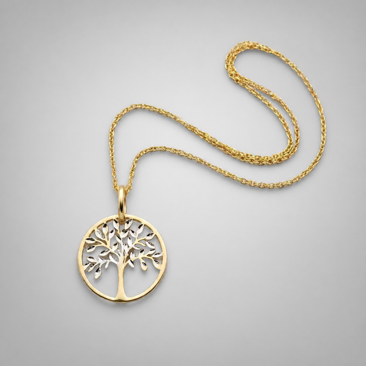 9ct Yellow Gold Two Tone Tree of Life Pendant