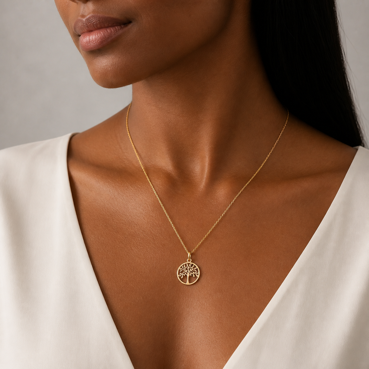 9ct Yellow Gold Two Tone Tree of Life Pendant