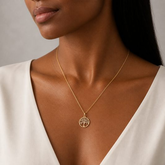 9ct Yellow Gold Two Tone Tree of Life Pendant
