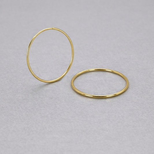 9ct Yellow Gold Hollow Italian 21mm Sleeper Hoop Earrings