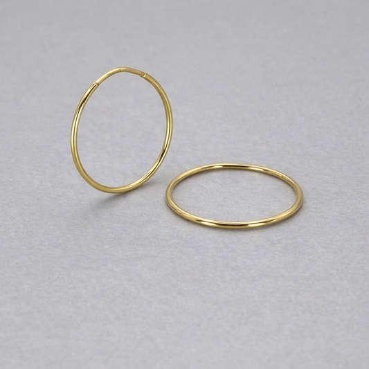 9ct Yellow Gold Hollow Italian 18mm Sleeper Hoop Earrings