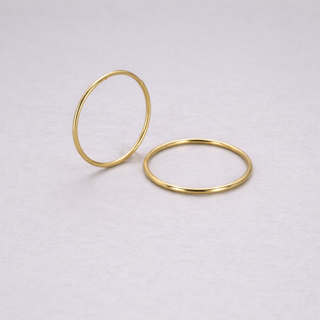 9ct Yellow Gold Hollow Italian 16mm Sleeper Hoop Earrings