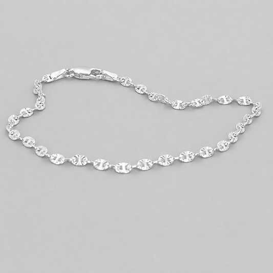 Silver Italian 19cm Fancy Oval Sun-cut Link Bracelet