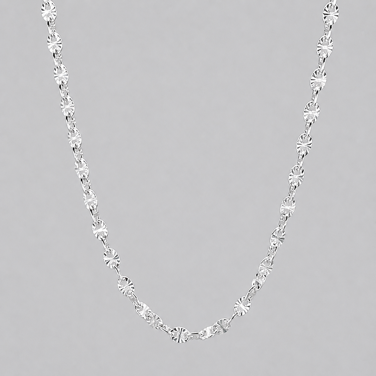 Silver Italian 45cm Fancy Oval Sun-cut Link Bracelet