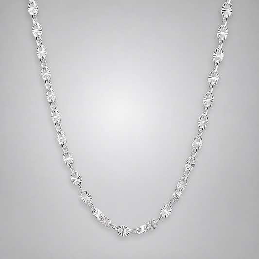 Silver Italian 45cm Fancy Oval Sun-cut Link Chain