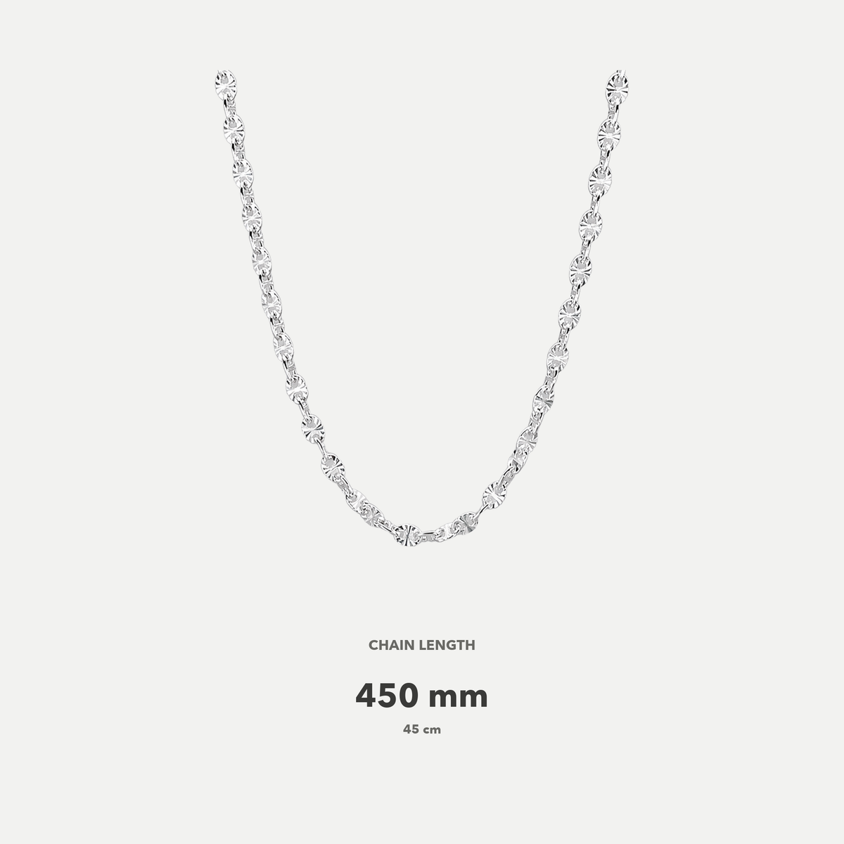 Silver Italian 45cm Fancy Oval Sun-cut Link Chain