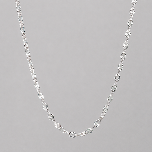 Silver Italian 50cm Fancy Oval Sun-cut Link Bracelet