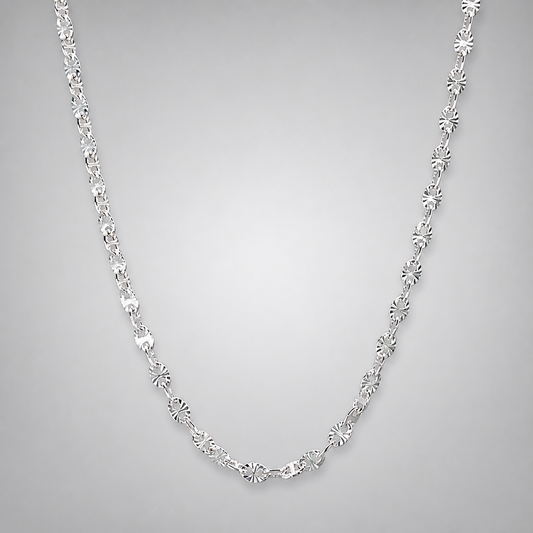 Silver Italian 50cm Fancy Oval Sun-cut Link Bracelet