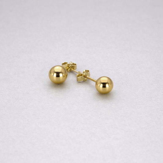 9ct Yellow Gold Hollow Italian 4mm Round Ball Stud Earrings