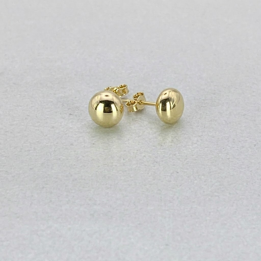 9ct Yellow Gold Hollow Italian 7mm Round Button style Stud Earrings