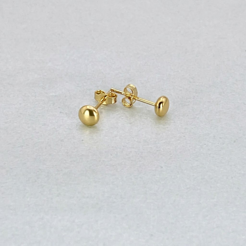 9ct Yellow Gold Hollow Italian 4mm Round Button style Stud Earrings