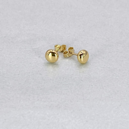 9ct Yellow Gold Hollow Italian 5mm Round Button style Stud Earrings