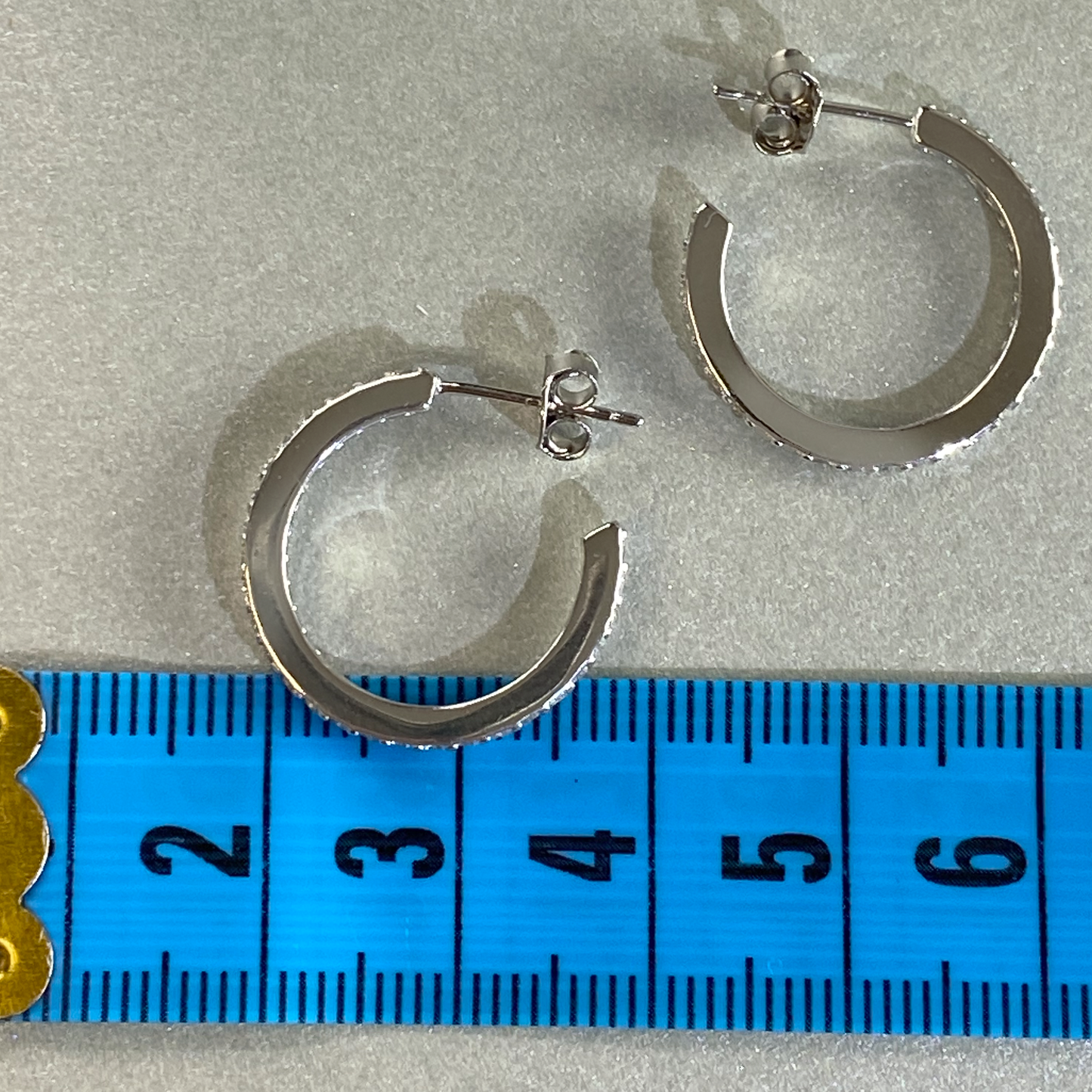 Silver CZ Claw set Medium size Hoop Earring