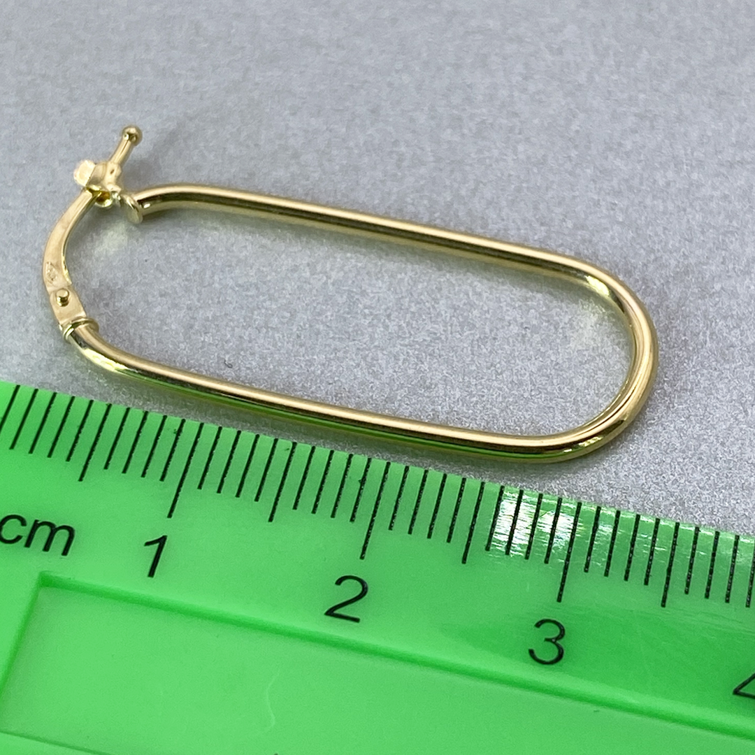 9ct Yellow Gold Hollow Italian Paperclip Style Tube Hoop Earrings