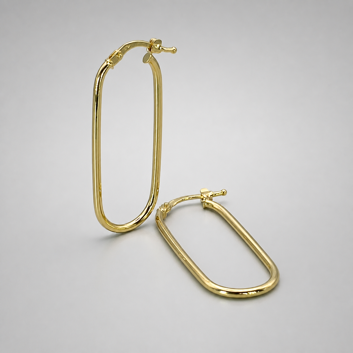 9ct Yellow Gold Hollow Italian Paperclip Style Tube Hoop Earrings