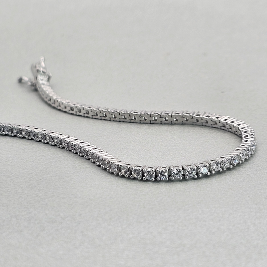 Silver 18cm White CZ (2mm) Tennis Bracelet