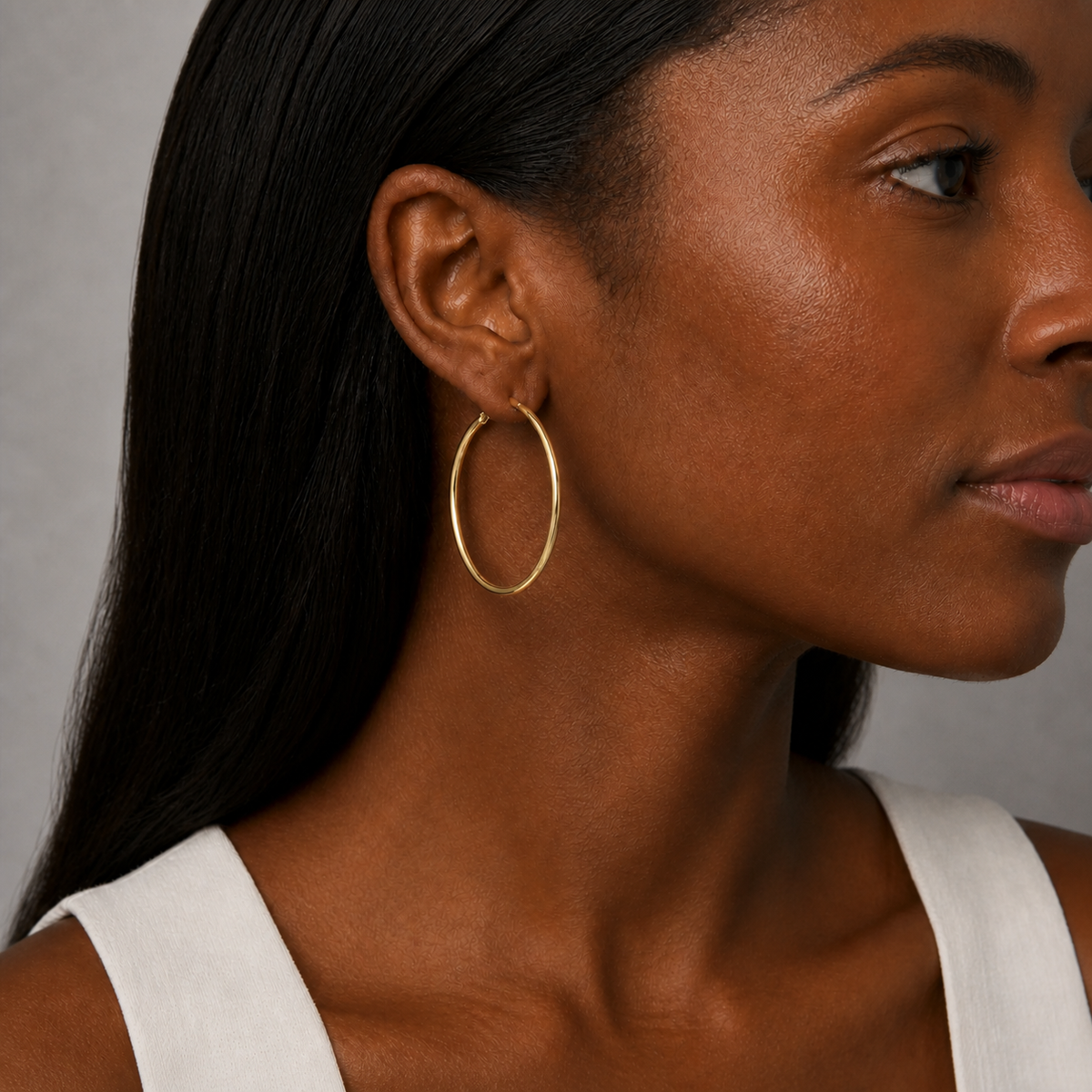 9ct Yellow Gold Hollow Italian 40mm J-Lo style Hoop Earrings