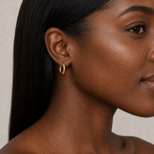 9ct Yellow Gold Hollow Italian 16mm Tube Hoop Earrings