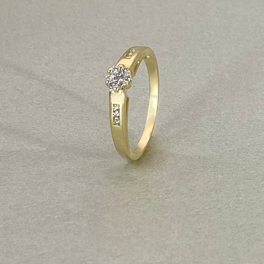 9ct Yellow Gold Channel and Centre Diamond Ring