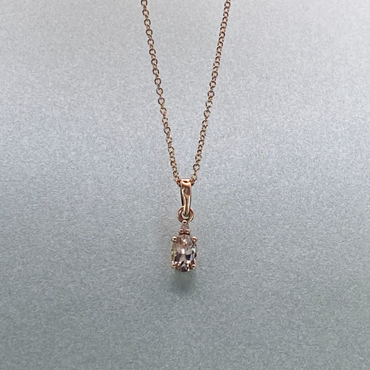 9ct Rose Gold Oval Morganite & Diamond Pendant