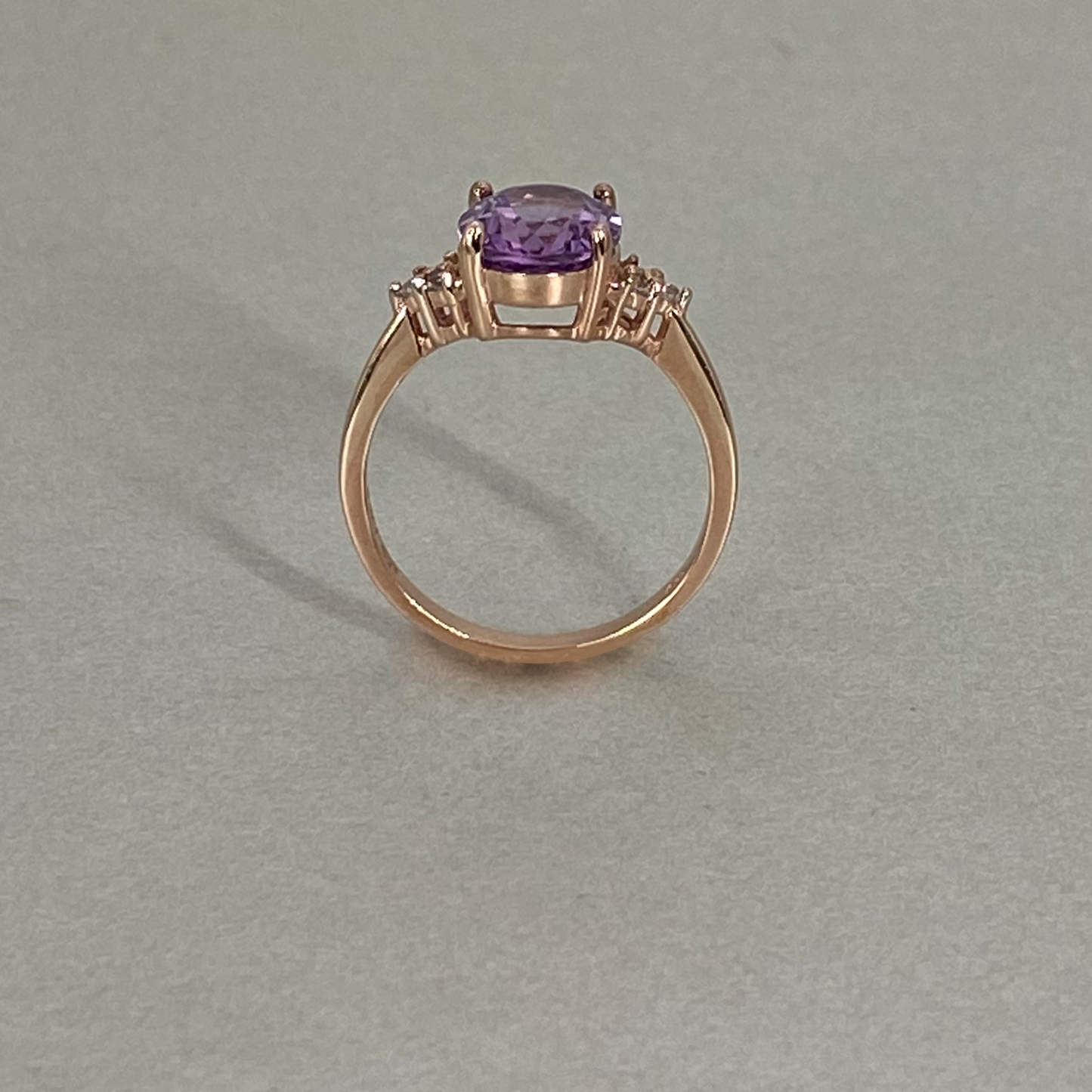 9ct Rose Gold Oval Pink Amethyst & CWS Ring