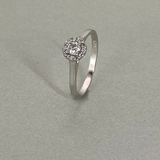 9ct White Gold Diamond Halo Cluster Ring