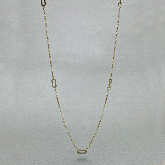 9ct Yellow Gold 43cm 5 Oval Link Necklace