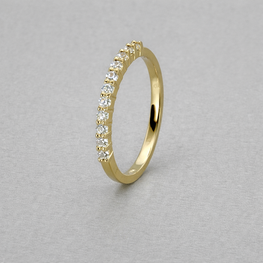 9ct Yellow Gold Cubic Zirconia Claw Set Side Band - 1.5mm wide Size K