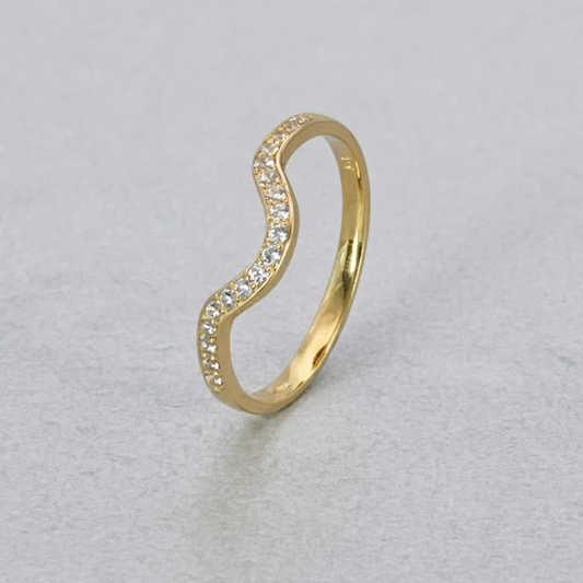 9ct Yellow Gold Cubic Zirconia Broad Pavѐ Side Band - 1.25mm wide Size N
