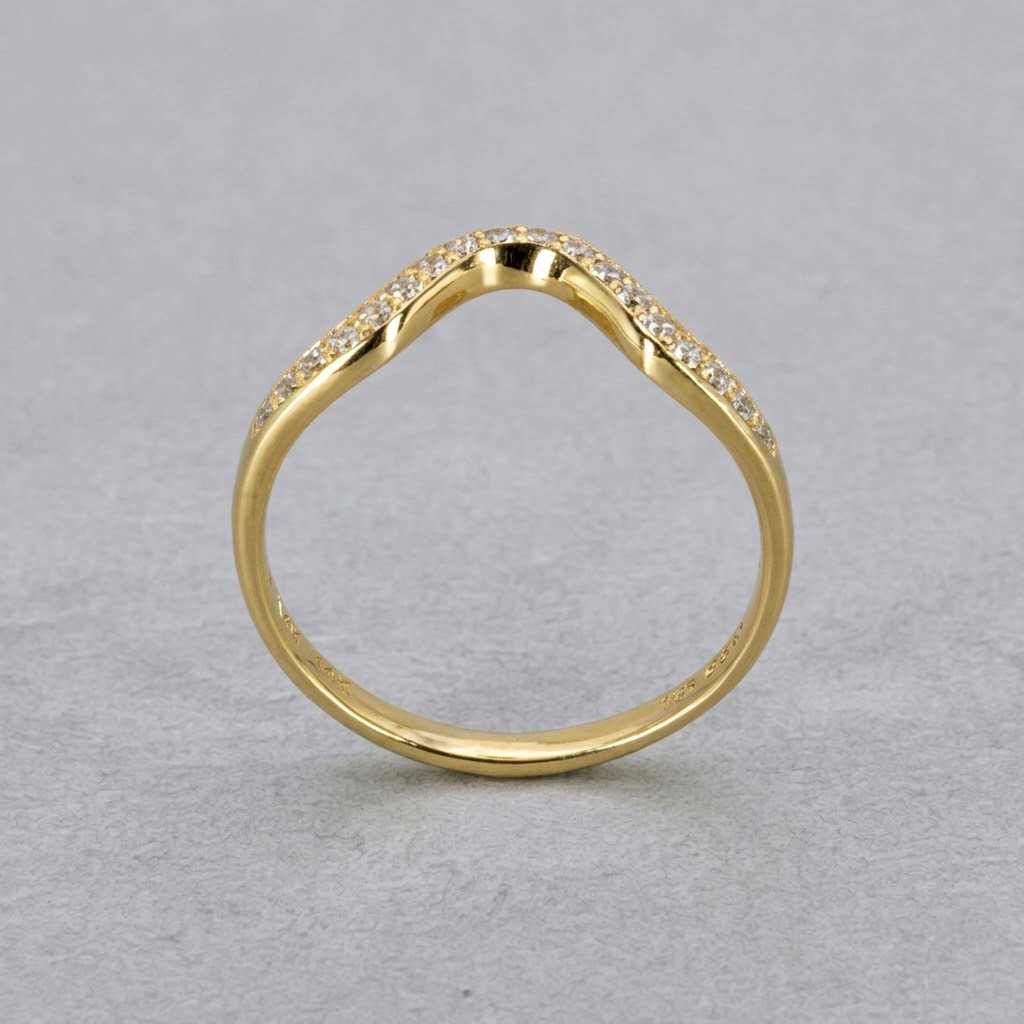 9ct Yellow Gold Cubic Zirconia Broad Pavѐ Side Band - 1.25mm wide Size N