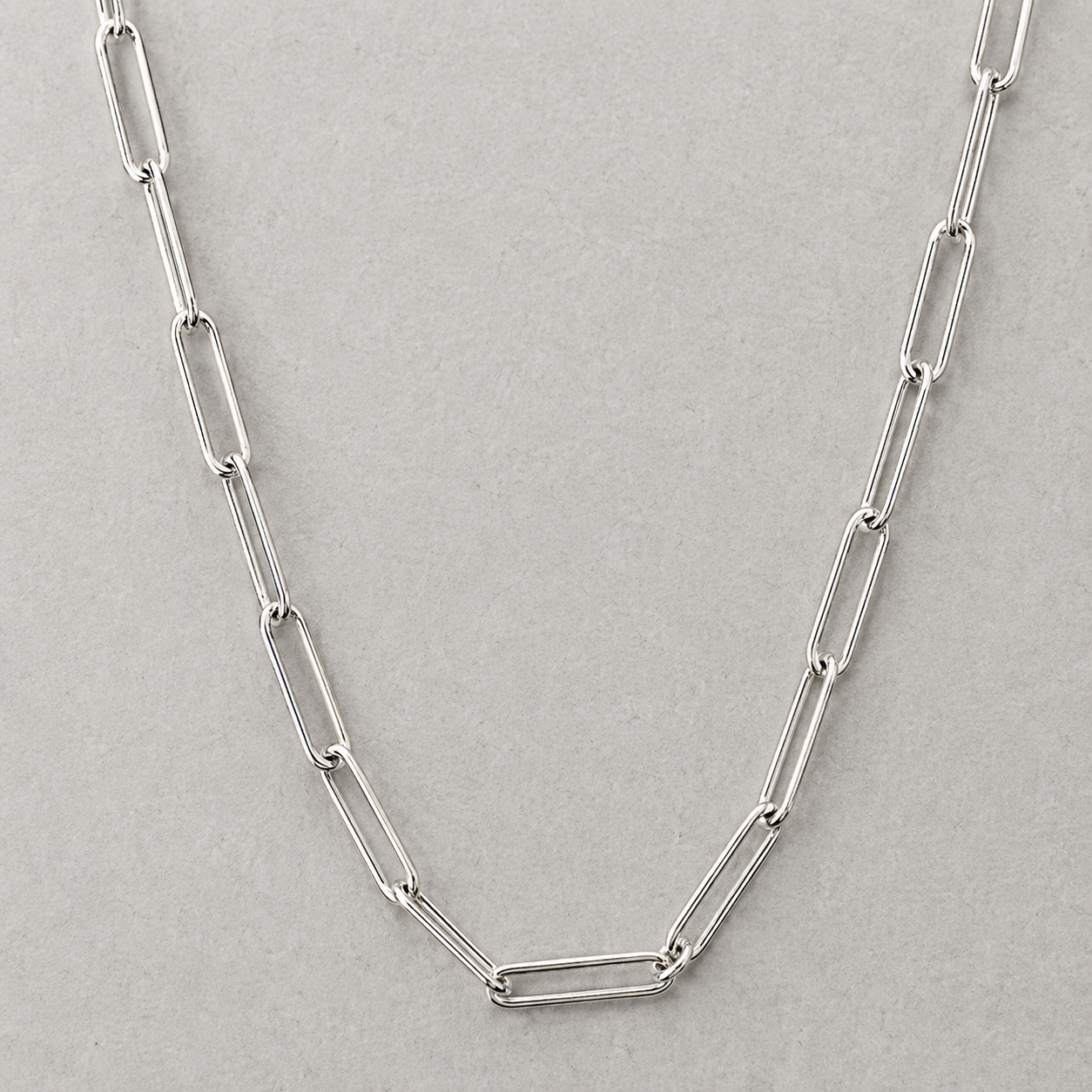 Silver Italian 50cm Anchor Rolund Paperclip Necklace