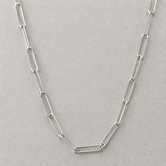 Silver Italian 50cm Anchor Rolund Paperclip Necklace