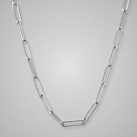 Silver Italian 50cm Anchor Rolund Paperclip Necklace