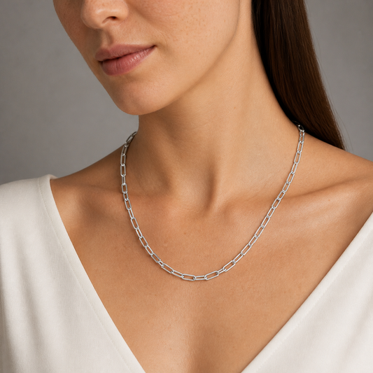Silver 50cm Paperclip link Chain 3.75mm wide link