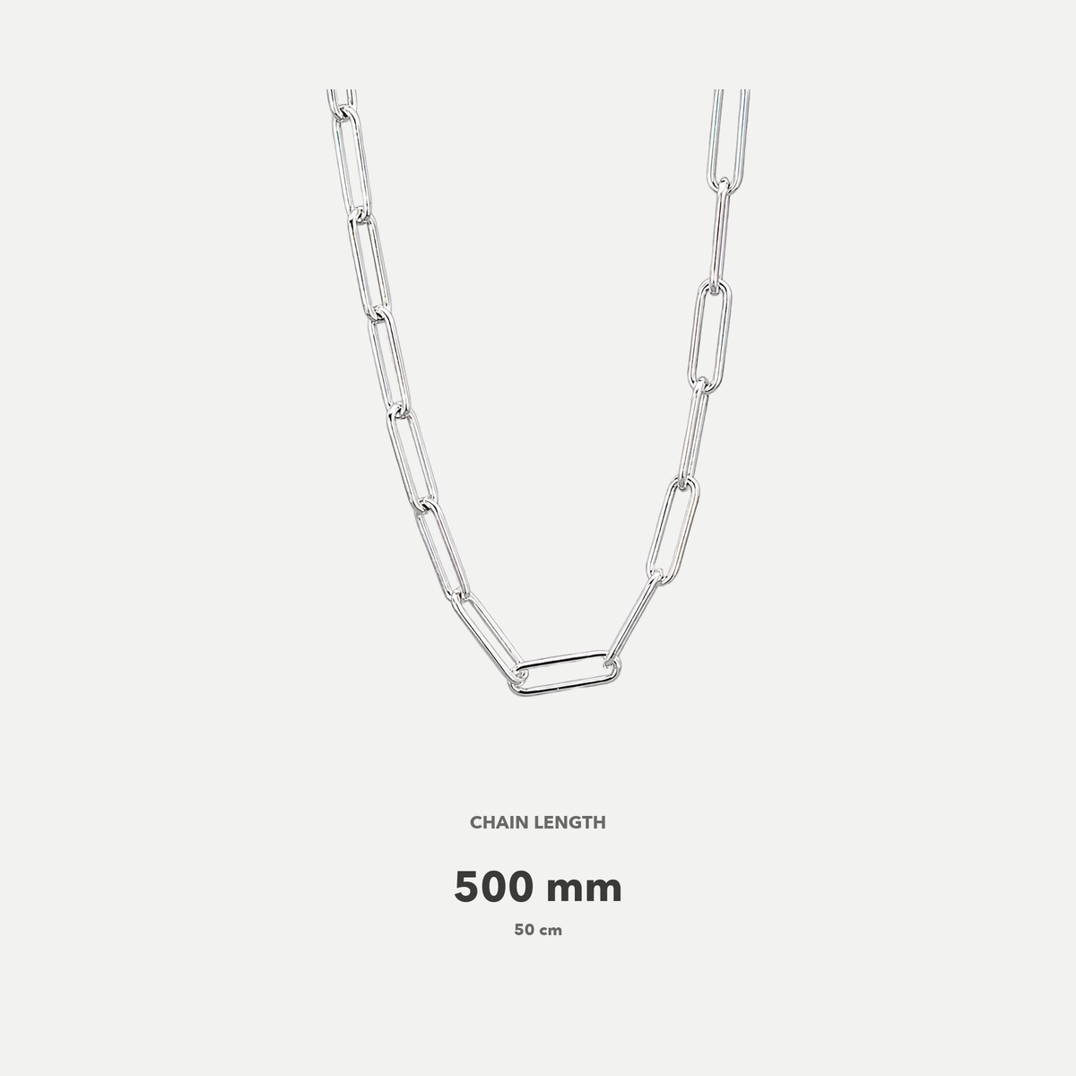 Silver Italian 50cm Anchor Rolund Paperclip Necklace