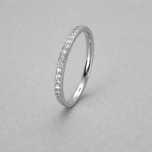 9ct White Gold Cubic Zirconia Straight Side Band - 1.25mm wide  Size N