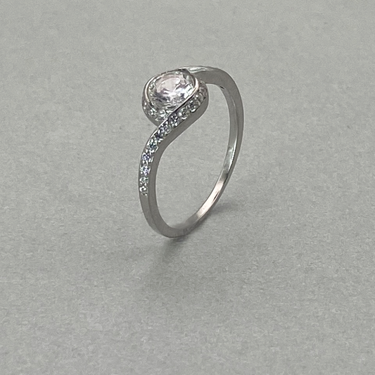 Silver CZ Twist shape Ring